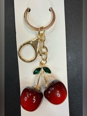 Red and Green Cherry Bag Charm / Key Chain New in Package